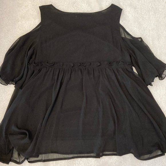 Black Embroidered Cold Shoulder Top - Picture 4 of 4